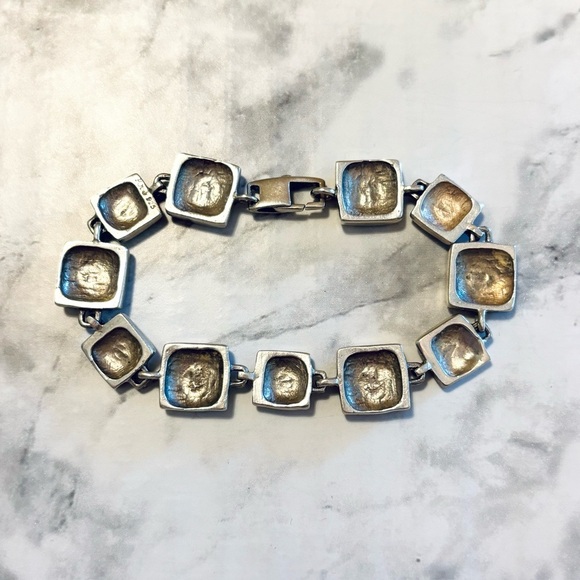 Sterling Silver Square Bracelet Signed Rr 925 - Picture 4 of 7